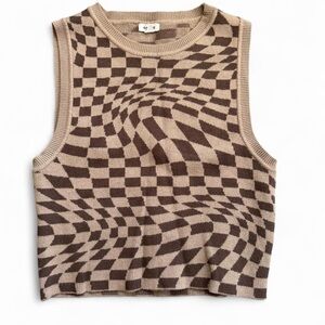 Garage Brown and Tan Checkered Crop Top